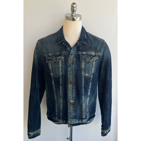 True Religion Denim Jacket Logo Mens sz L - Picture 1 of 11